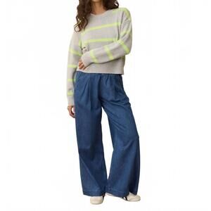 NEW MARINE LAYER berkeley crewneck sweater in lime stripe